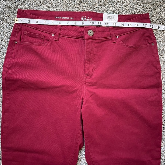 Style & Co Curvy Fit Skinny Jeans, Dark Red, Size 16, New with Tags - Picture 5 of 16